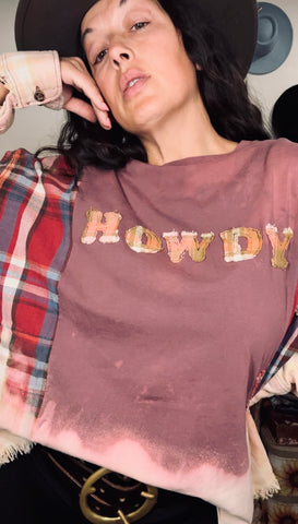 Howdy Flannel/Tee Pullover- red