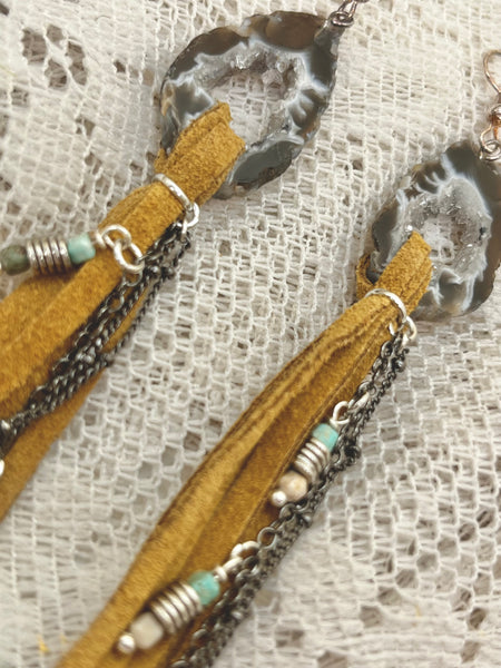 Geode Tassel earrings