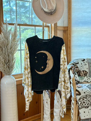 Vintage  Moon Graphic Kimono Tee