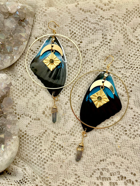 Celestial Morpho Butterfly Hoops