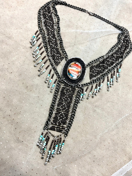 Cowgirl Beaded Collar- Navajo Turquoise