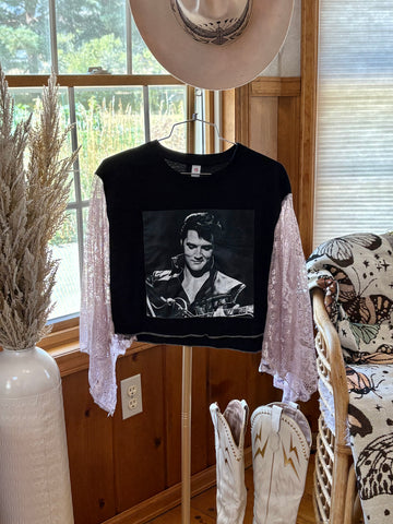 Vintage Elvis- Lace Graphic Kimono Tee