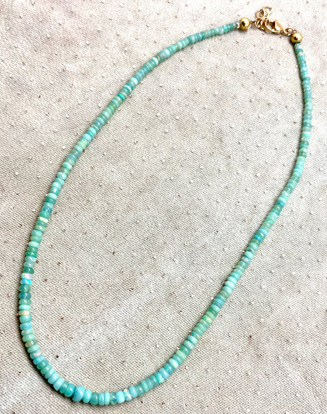 Opal Stone Necklace- Aqua