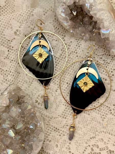 Celestial Morpho Butterfly Hoops