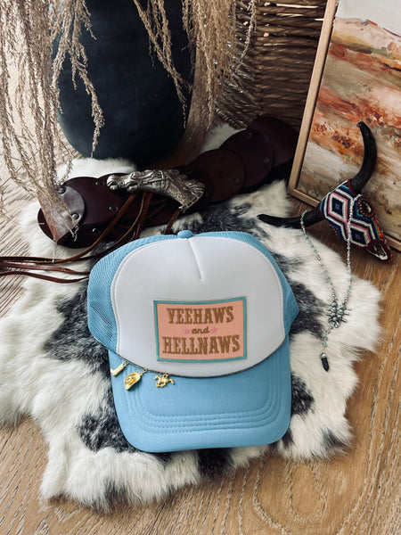 Hell Naw Trucker Hat- Baby Blue