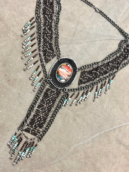 Cowgirl Beaded Collar- Navajo Turquoise