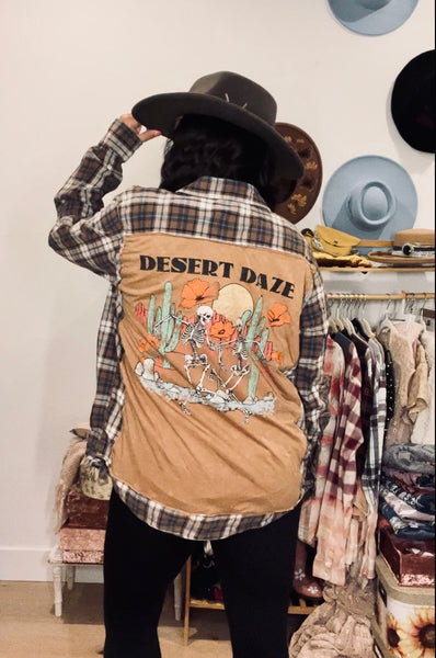 Desert Skeletons Flannel/Tee- Brown