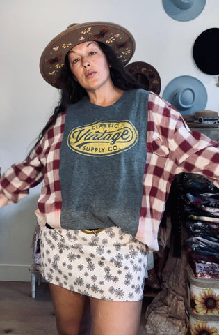 Vintage Supply Flannel/Tee Pullover