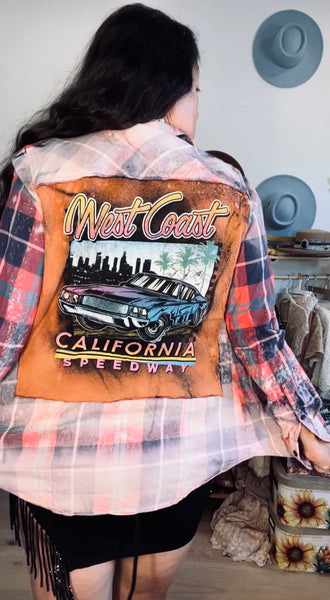 Vintage West Coast Speedway Distressed Wash Flannel- Small
