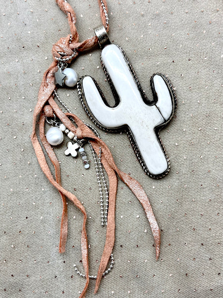 Cactus Pendant Braid - Bone