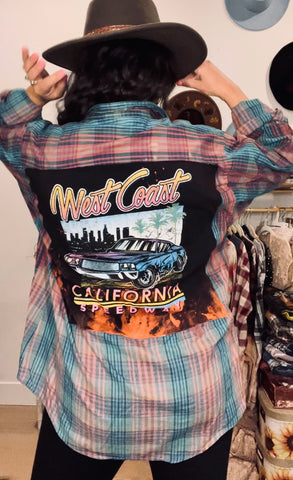 Vintage West Coast Speedway Distressed Wash Shirt- Large