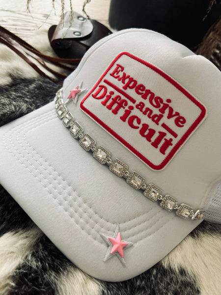 Expensive and Difficult Trucker Hat- White