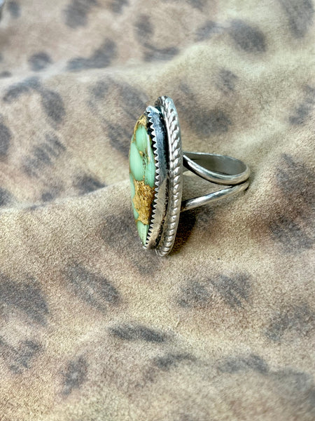 Green Chrysoprase Stone Ring