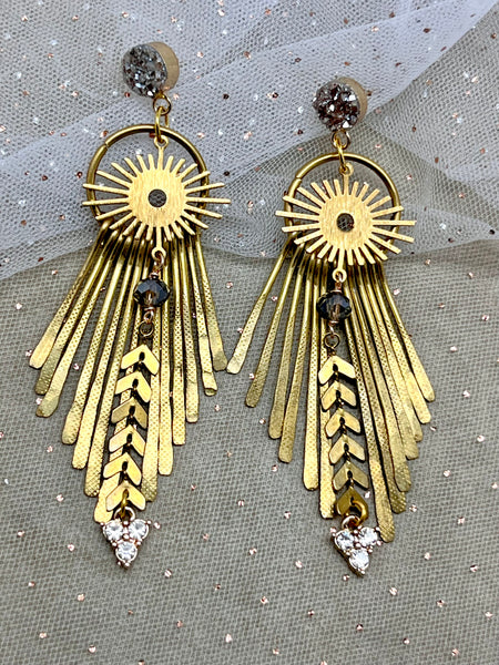 Druzy Sun-Rays Earrings