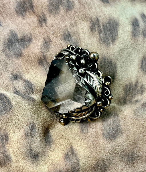 Antiqued Smokey Quartz  Ring