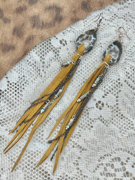 Geode Tassel earrings