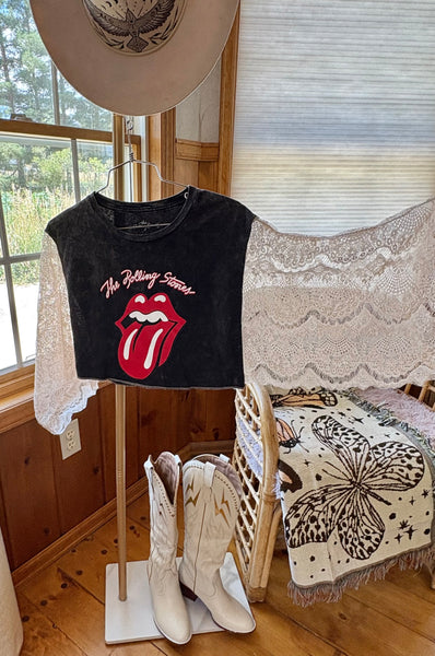 Vintage Stones- Lace Graphic Kimono Tee