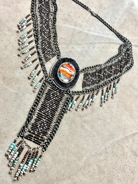 Cowgirl Beaded Collar- Navajo Turquoise