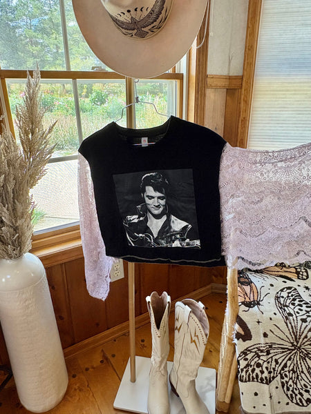 Vintage Elvis- Lace Graphic Kimono Tee
