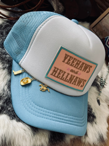 Hell Naw Trucker Hat- Baby Blue