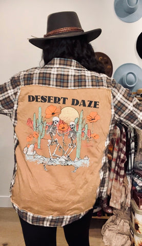 Desert Skeletons Flannel/Tee- Brown