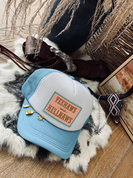Hell Naw Trucker Hat- Baby Blue