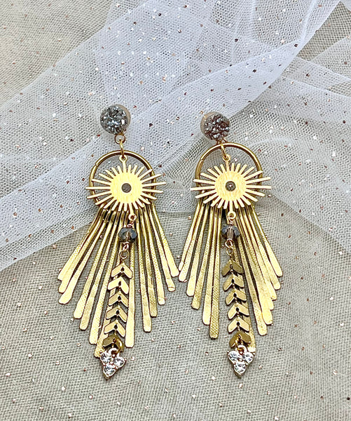 Druzy Sun-Rays Earrings