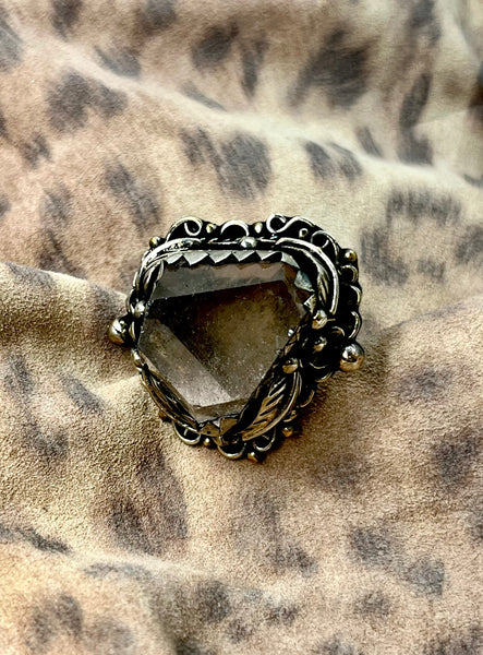 Antiqued Smokey Quartz  Ring