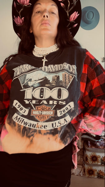 Vintage Harley Davidson (Milwaukee) Flannel/Tee Pullover
