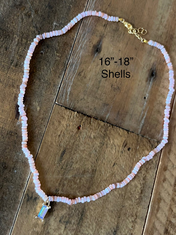 puka emerald necklace- pink