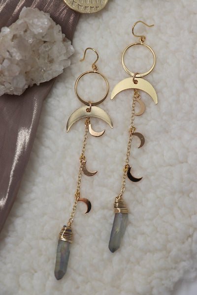 Under the Moon-lit Path Earrings-Blue