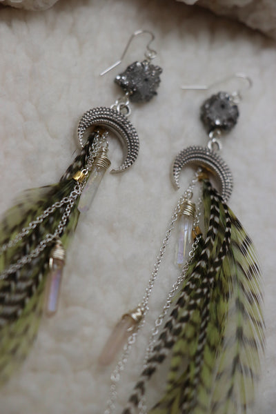 Intuitive Voyage Earrings- Silver/ Olive