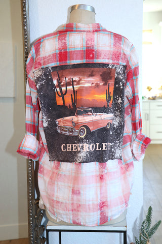 Vintage Chevy Distressed Wash Flannel-Large