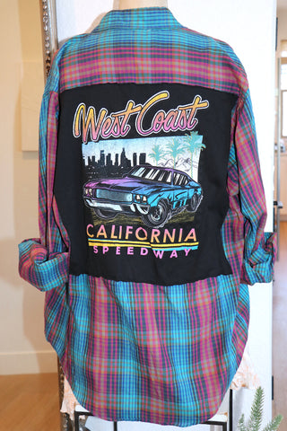 Vintage West Coast Speedway Distressed Wash Shirt- Large