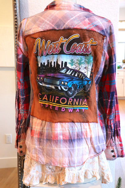 Vintage West Coast Speedway Distressed Wash Flannel- Small