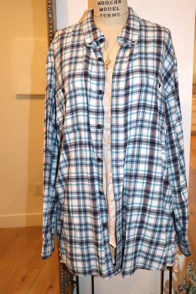 Vintage Friend's  upcycled flannel- XXL-Tall