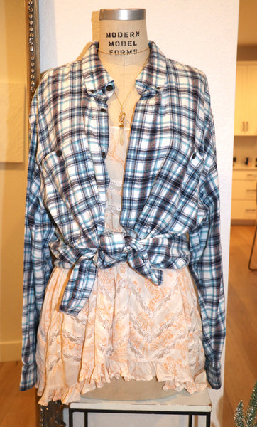Vintage Friend's  upcycled flannel- XXL-Tall
