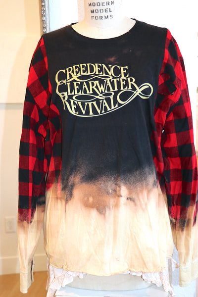 CCR Flannel/Tee Pullover- Black/ red