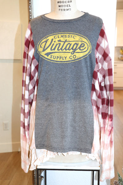 Vintage Supply Flannel/Tee Pullover