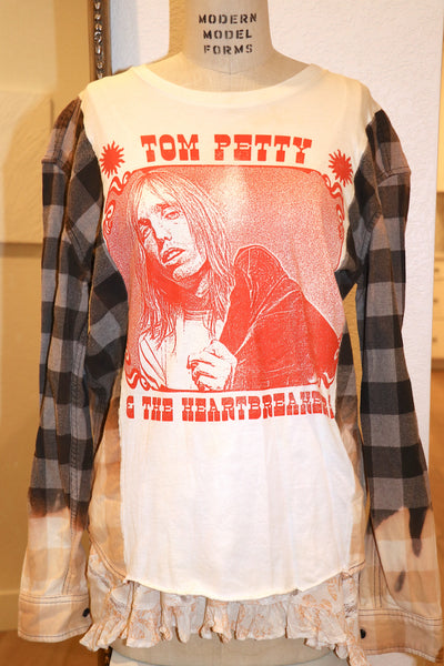 Vintage Tom Petty Flannel/Tee Pullover-Brown