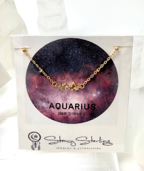 Tiny Zodiac Constellation Charm Necklace.