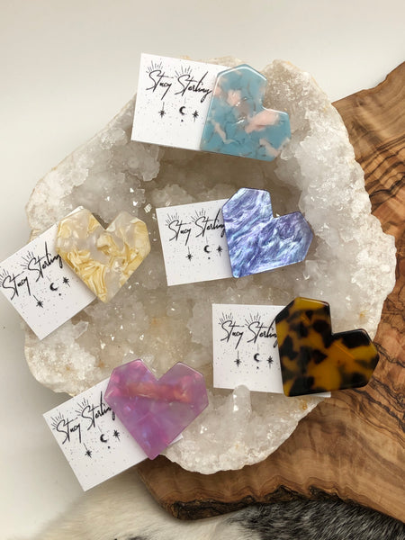 Acrylic Heart Hair Barrette