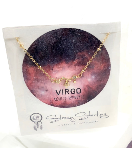 Tiny Zodiac Constellation Charm Necklace.