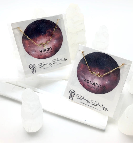 Tiny Zodiac Constellation Charm Necklace.