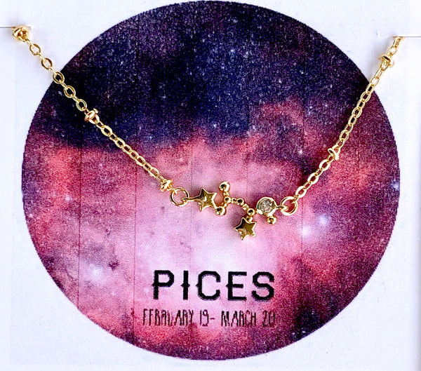 Tiny Zodiac Constellation Charm Necklace.