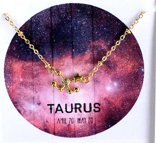 Tiny Zodiac Constellation Charm Necklace.