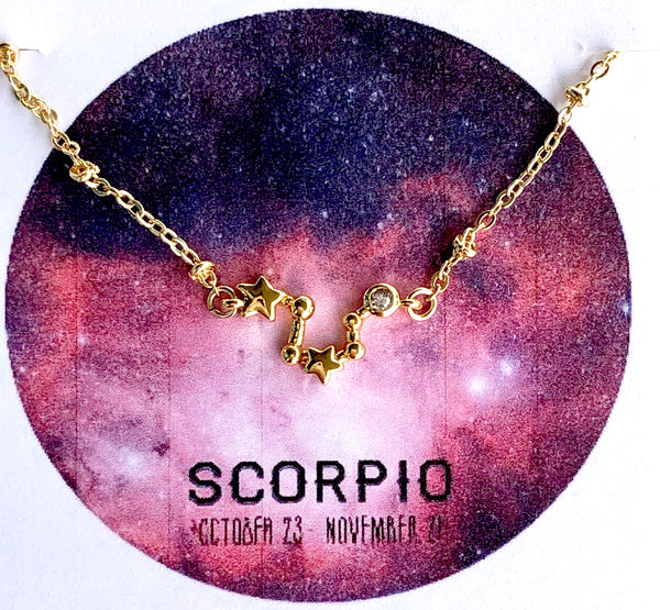 Tiny Zodiac Constellation Charm Necklace.