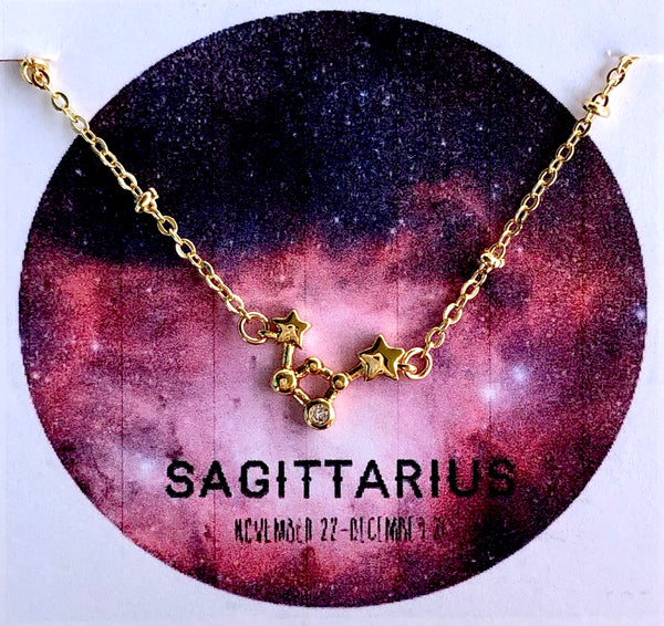 Tiny Zodiac Constellation Charm Necklace.