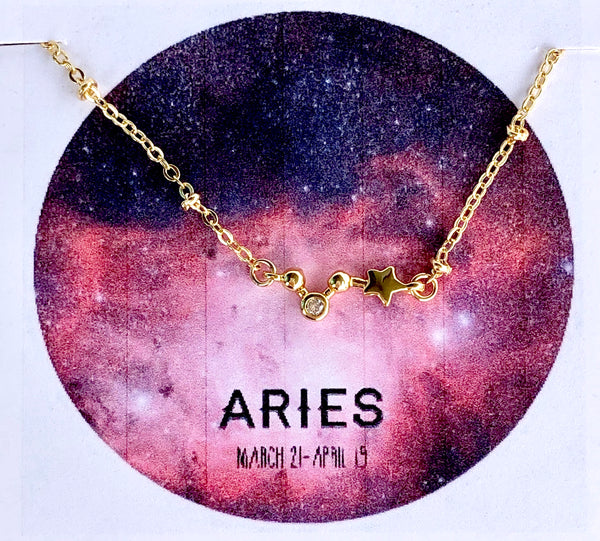 Tiny Zodiac Constellation Charm Necklace.